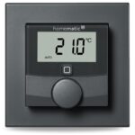 Homematic IP Nástěnný termostat se senzorem vlhkosti a spínaným výstupem 230V – zápustná montáž, antracit — HmIP-BWT
