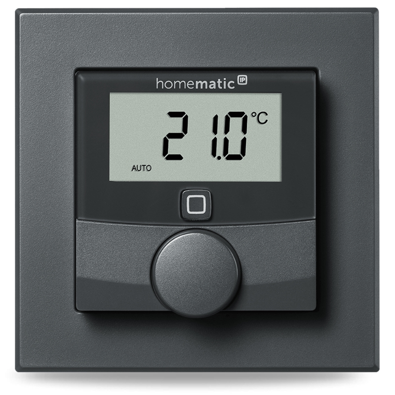 Homematic IP Nástěnný termostat se senzorem vlhkosti a spínaným výstupem 230V – zápustná montáž, antracit — HmIP-BWT