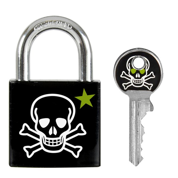 Visací zámek Master Lock z pevného hliníku 3430EURDSKULL — 30mm